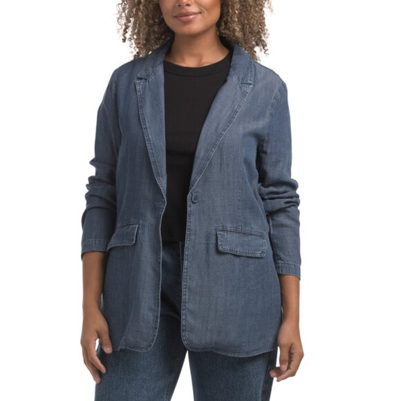 VELVET HEART Dark Denim Patty Long Sleeve Blazer - Picture 1 of 2